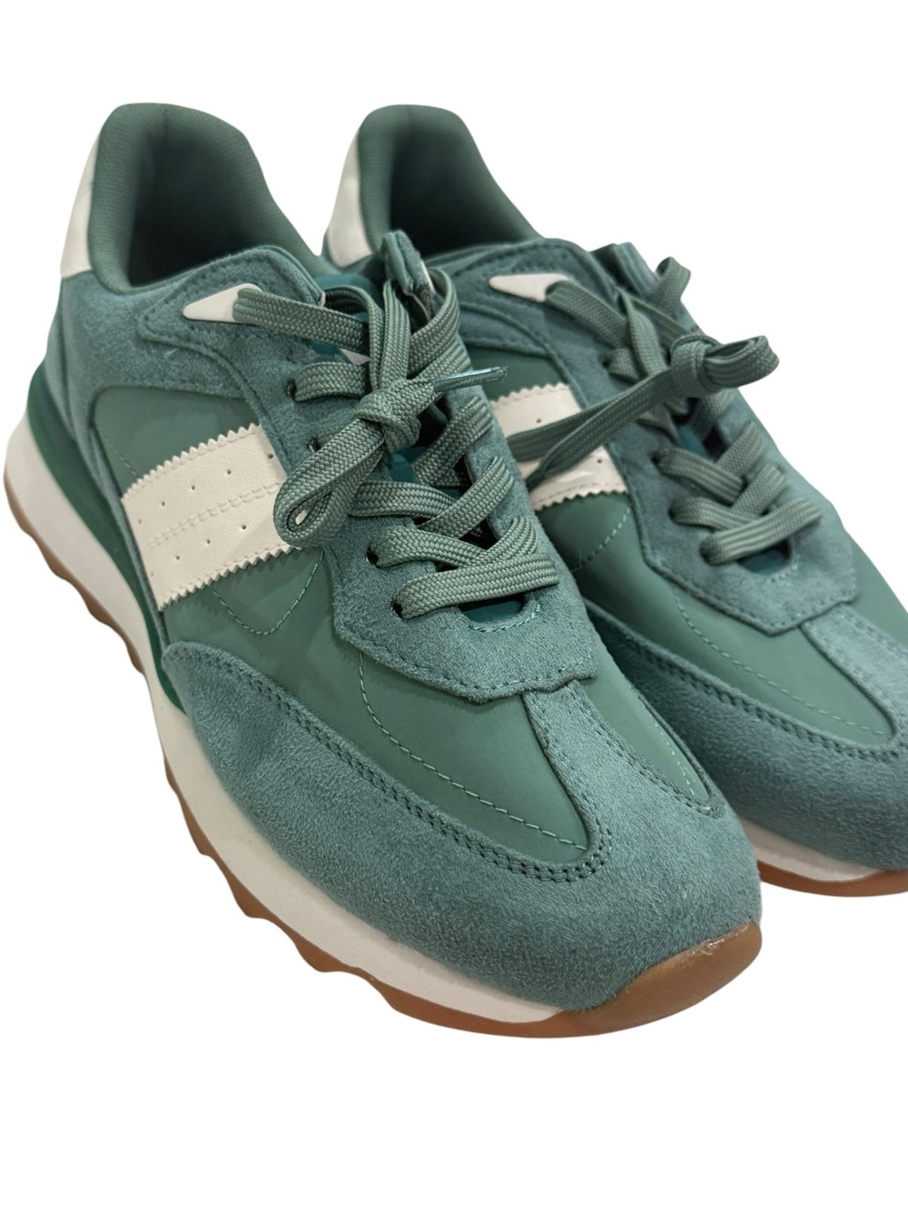Steve Madden Sage Green and White Low-Top Sneakers